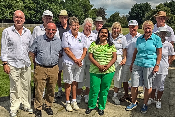 Competitors in the All England golf croquet tournament with our local councillors, Razia Daniels and Neil Sullivan, who attended the event on the first day of the tournament