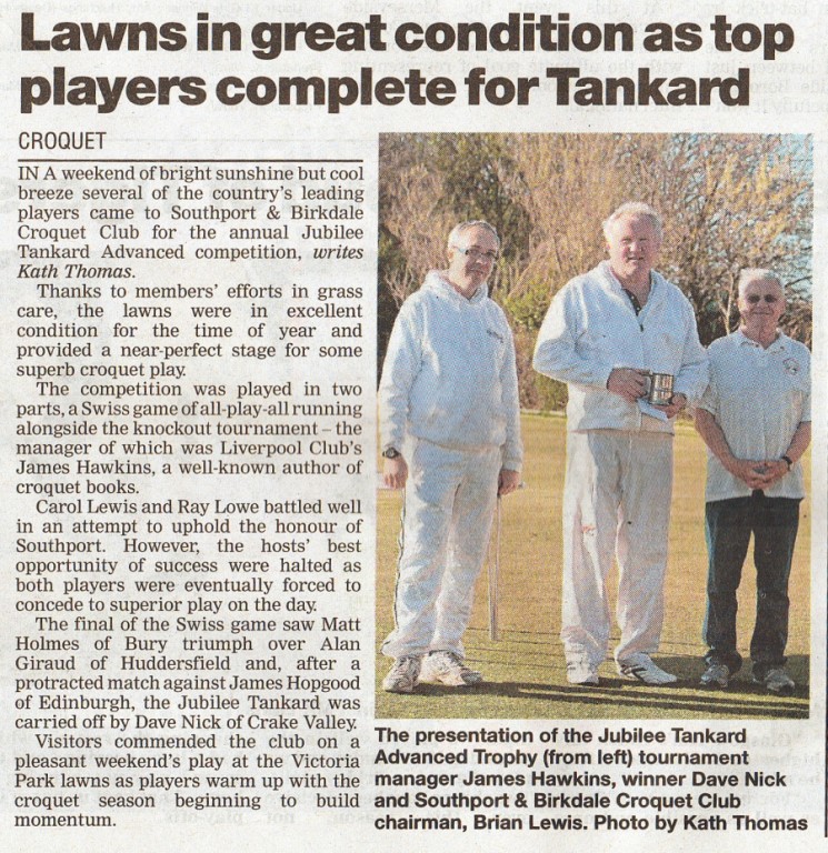 Press report from Southport Visiter - Adv Jubilee Apr12