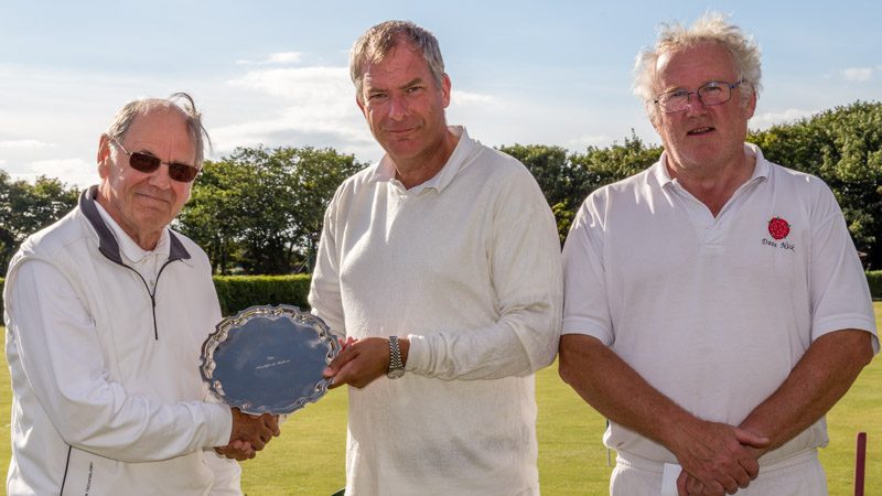 David Marsh (Wrest Park) being presented with the Sandiford Salver at Southport by club President Alan Pidcock.