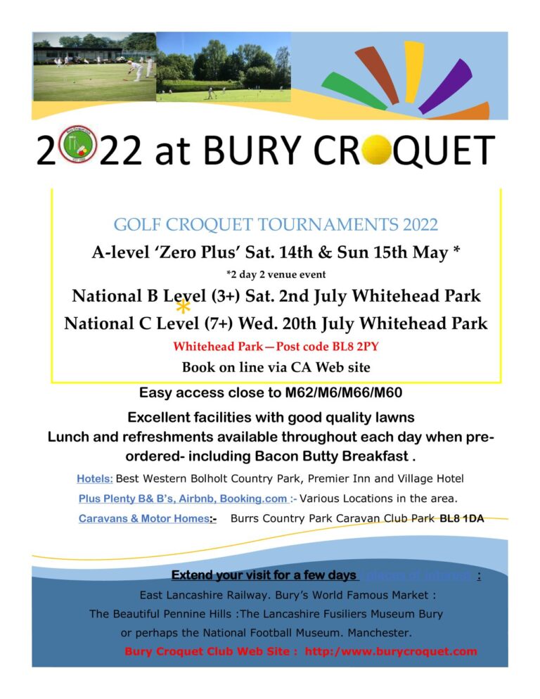 Golf Croquet Tournaments — Croquet in the North West