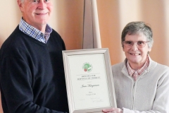 Jean Hargreaves (Bury) presented with a CA Diploma for Services to Croquet on behalf of the CA by John Dawson